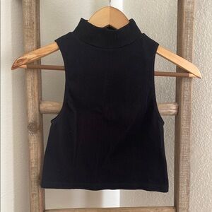Zara Black Sleeveless Fitted Crop Tank Top